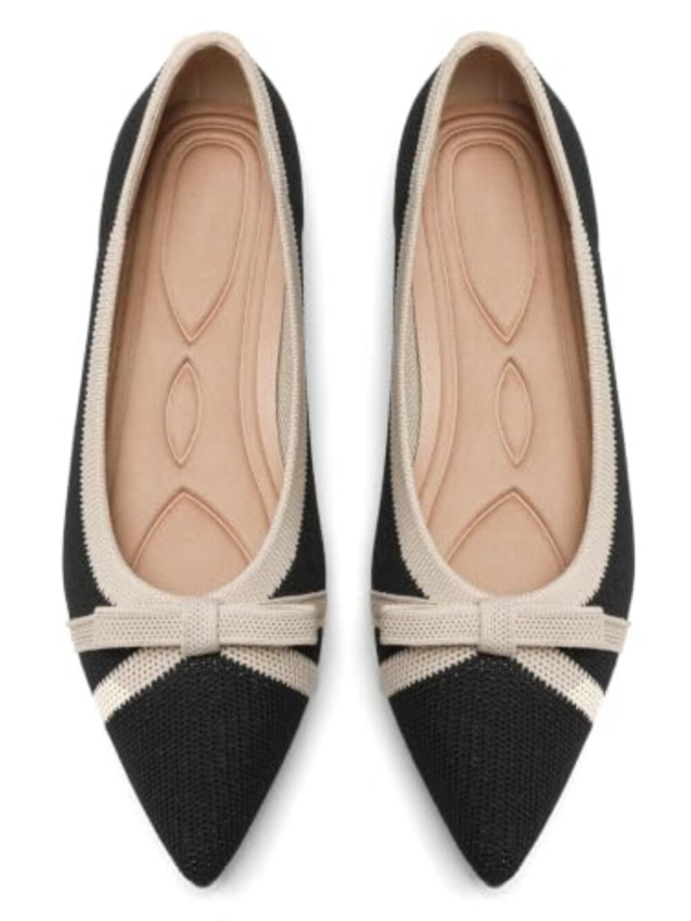 Women's Pointed Toe Knit Ballet Flats Foldable Comfort Slip On Dressy Office